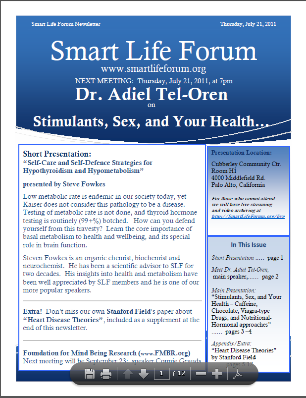 Smart Life Forum – Stimulants, Sex, and Health