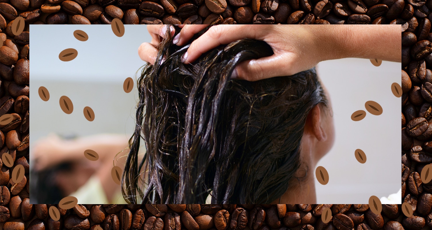 Putting coffee in hair