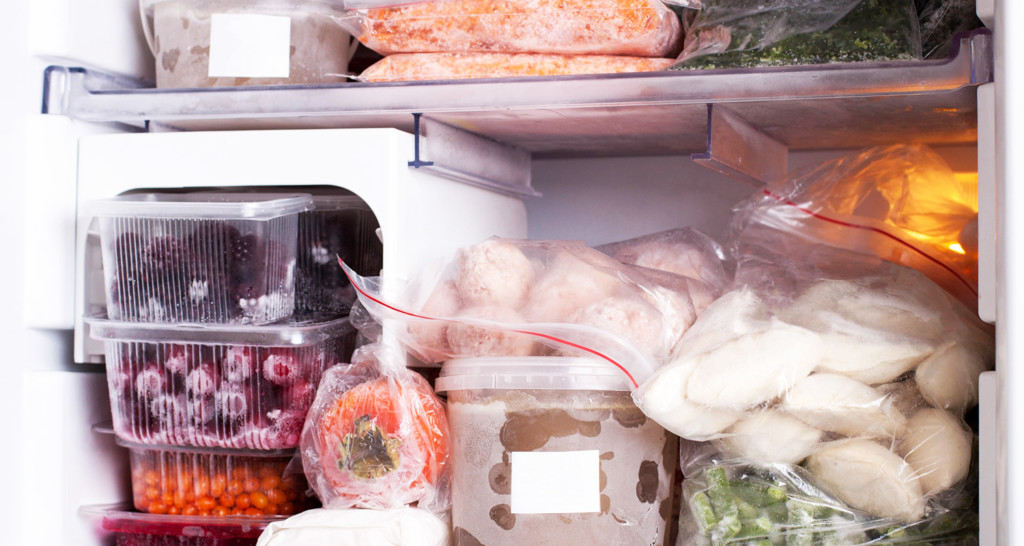 Food stored in freezer