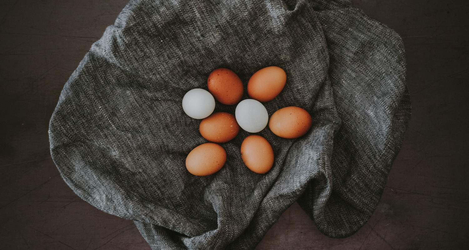 Eggs on a dish towel