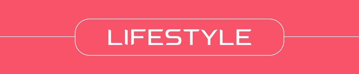 A pink banner featuring the word LIFESTYLE in bold, white, modern-style letters is centered inside a rounded rectangle, with thin white lines extending from each side—perfect for showcasing trending biohacking products.