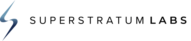 Superstratum Labs logo featuring a stylized blue S on the left, followed by the company name SUPERSTRATUM LABS in uppercase black letters on a light background.