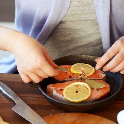 anti-inflammatory salmon steaks are good for gut and skin