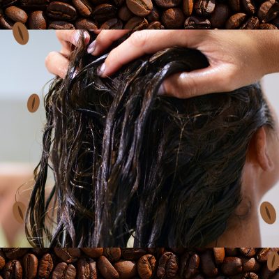 Putting coffee in hair